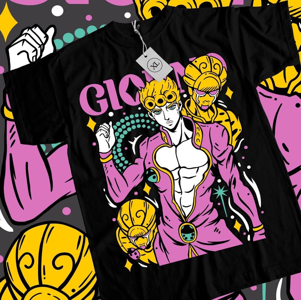 Giorno Giovanna T-shirt JoJo s Bizarre Adventure Anime Manga Gift Shirt Black Unisex T-Shirt S