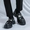 Men's Glossy Leather Thick-Soled Loafers - British Style Slip-On, Large Size, for Spring & Autumn