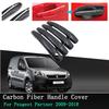 Car Exterior Door Handle Cover Black Carbon Fiber/Chrome for Peugeot Partner 2009 2010 2011 2012~2018 Door Handle Protection