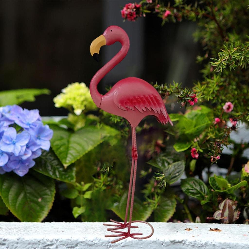 Posąg ogrodowy Rzeźba flaminga Prezent Ornament krajobrazowy Metalowa sztuka podwórkowa Figurka zwierzęcia do ogrodu trawnika Dekoracje zewnętrzne podwórka