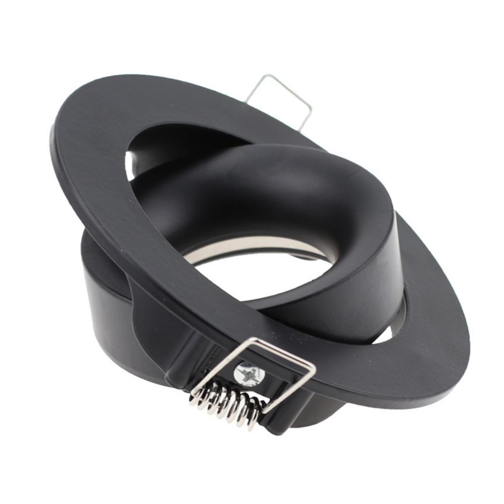 Rund GU10 Infälld Downlight Ersättningssats Svart MR16 Sockel Monterings Takspotlight Ram GU5.3 Lampa Sockelhållare