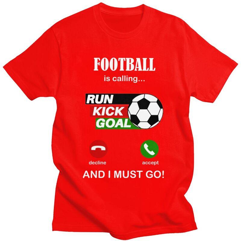 

Football Is Calling T Shirts Men Pure Cotton Tee Tops Valentines Day Gift Tshirts Short Sleeve Fashion Tshirt Clothes S