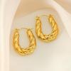 18K Gold Plated Titanium Steel Twist Earrings - Women's Non-Fading Round Ear Cuffs