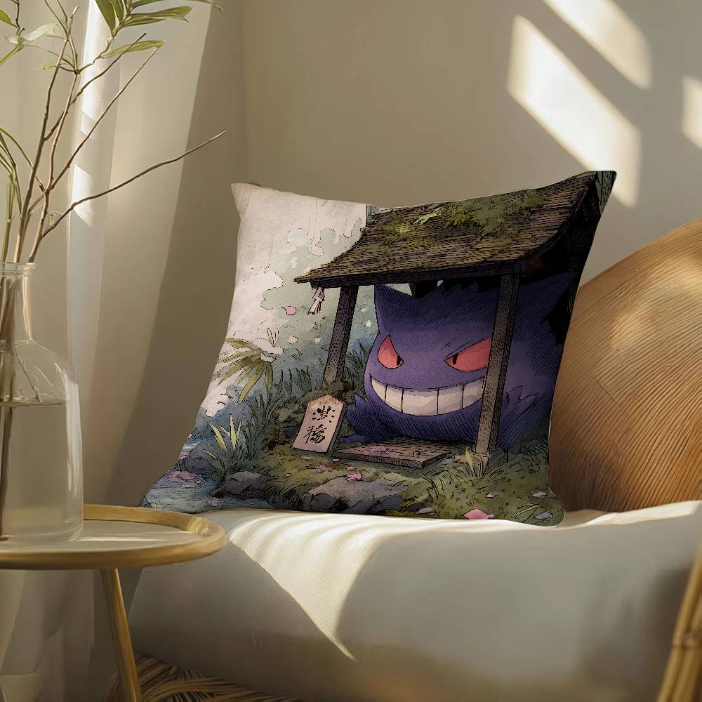 Pokemon Fantasy Adventure Anime Plush Pillow Cover Soft Short Plush Cushion Cover For Sofa Bedroom Home Decor Gift