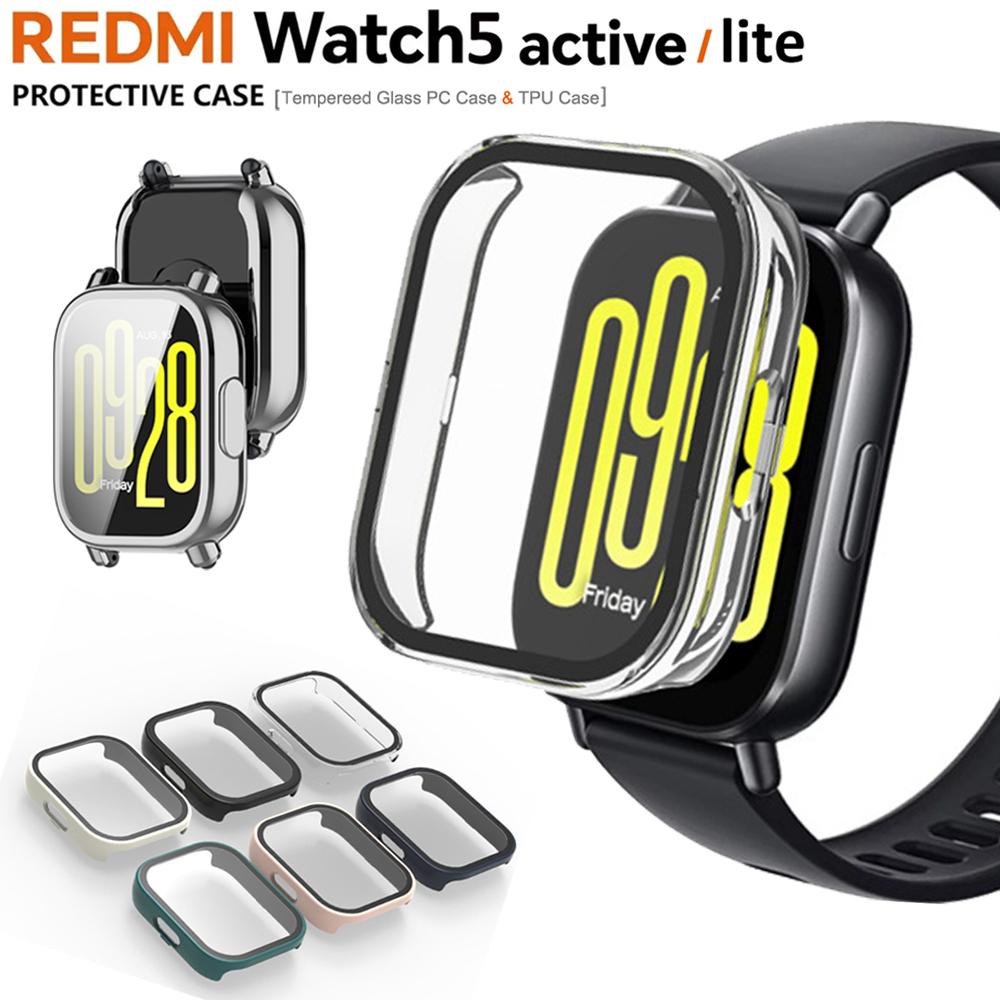 Kryt z tvrzeného skla+PC pro Xiaomi Redmi Watch 5 Active/Lite Kryt Měkký TPU Ochranné sklo Pouzdra na hodinky pro Redmi Watch 5 Lite