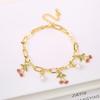17 Colors Gold Plated Fruit Cherry Crystal Zirconia Adjustable Pearl Bracelet Luxury for Women Girls Casual Daily Party Jewelry