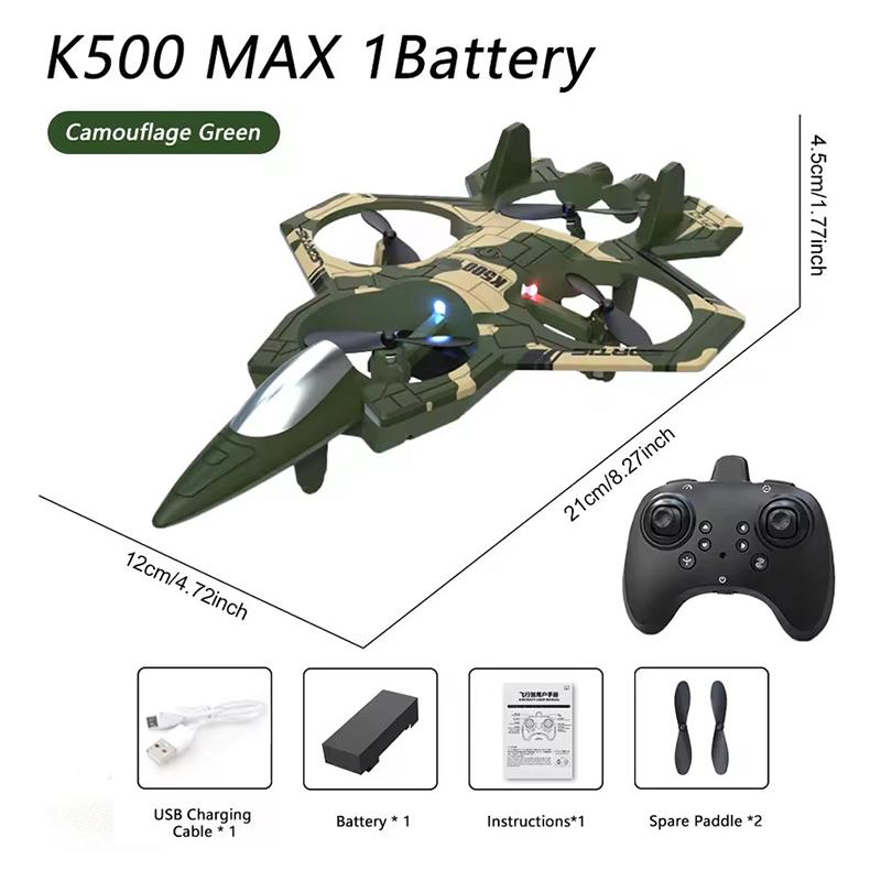 Kid K500MAX RC LED Plane Fighter 2.4G Remote Control Stunt Glider 360 ° Rolling Flight Flying EPP Foam  Airplane Boy Toy CZ63
