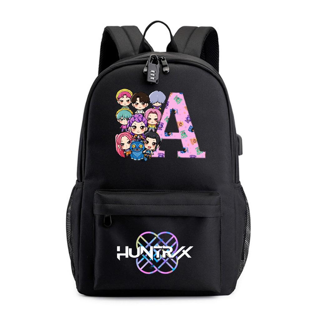26 English Letter K-Pop Printed Backpack for Teenager Student Girl Boy Bookbag Schoolbag Women Large Capacity Waterproof Travel Bag Kid Gift