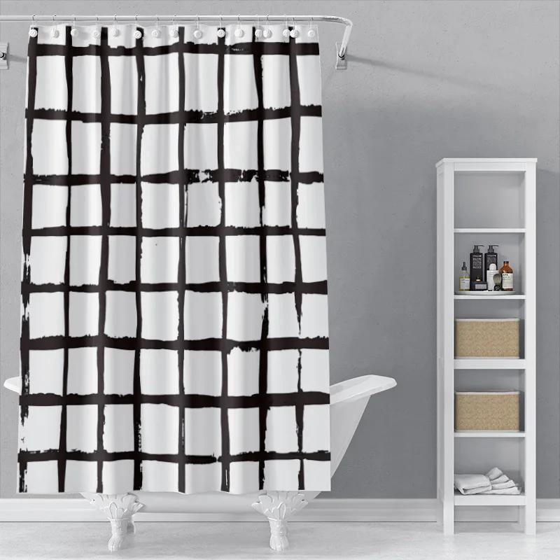 The New Isn Simple Nordic Black And White Line Draft Shower Curtain Toilet Partition Hanging Cloth Window Shading