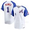 Mens White City Edition Baseball Jersey - Atlanta Braves Ozzie Albies 1 Fan Apparel Lightweight Athletic Top Sports