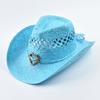 Cappello di Paglia Estivo in Stile Western per Donna, Cappello da Sole da Spiaggia Esterno Intrecciato, Adatto per Eventi a Tema Western, Festival Musicali