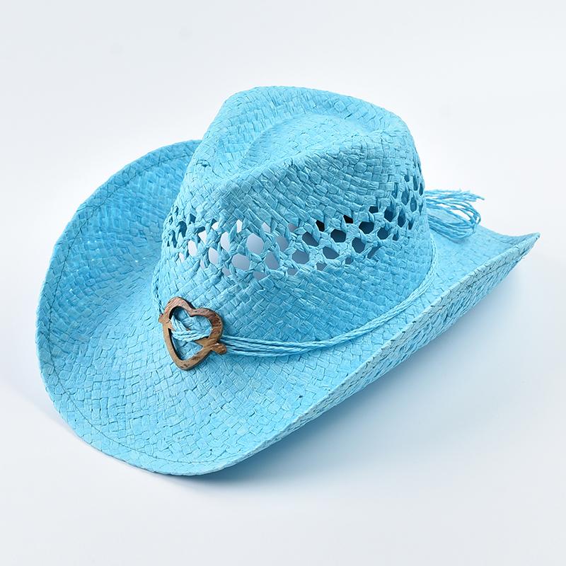 Cappello di Paglia Estivo in Stile Western per Donna, Cappello da Sole da Spiaggia Esterno Intrecciato, Adatto per Eventi a Tema Western, Festival Musicali
