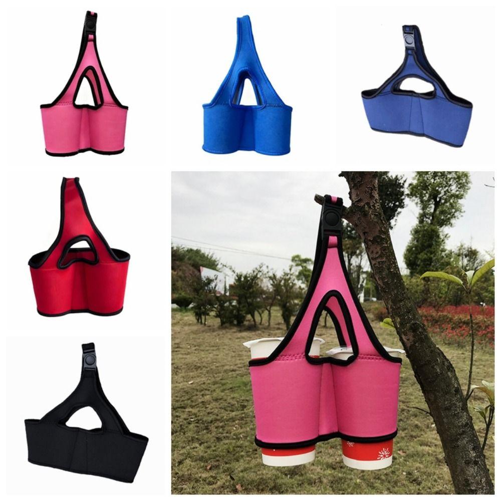 Collapsible Double Cup Beverage Holder Reusable Iced Coffee Cup Sleeve Cup Carrier Holder  Camping