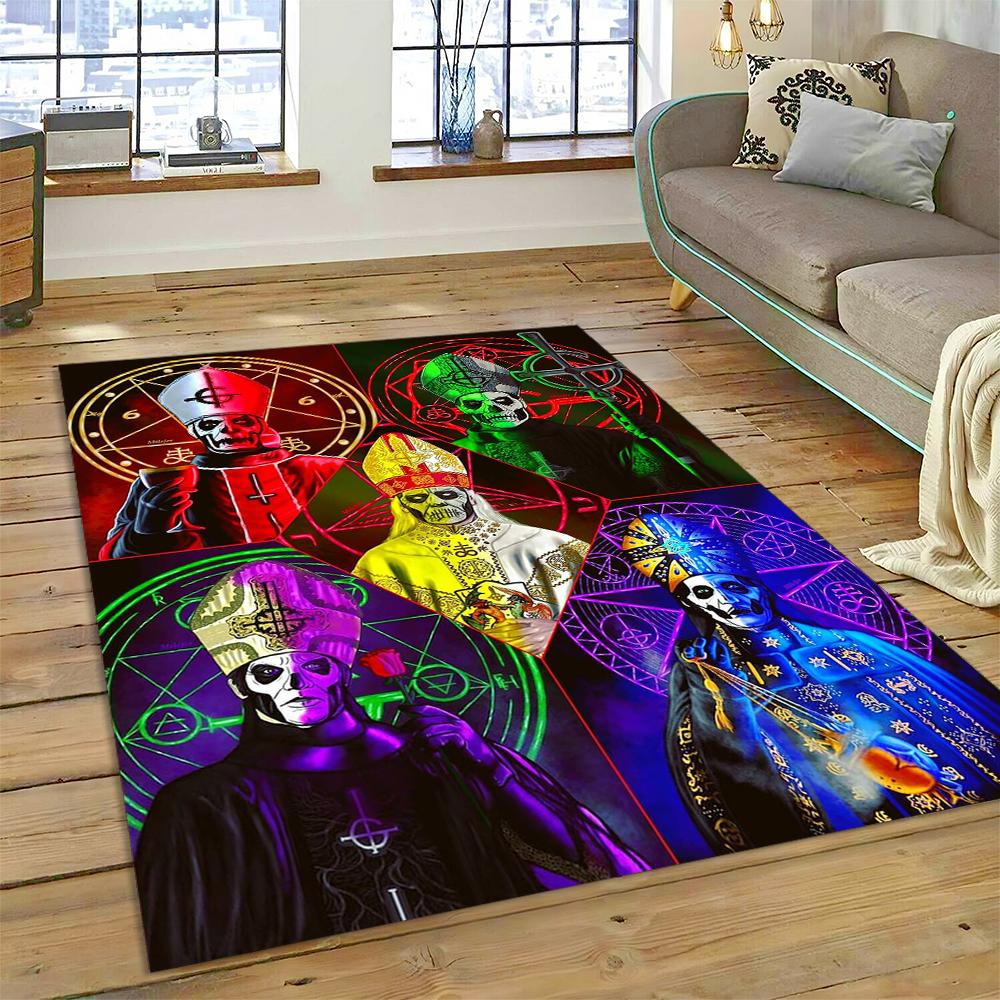 New Style Ghost B.C Band Papa Emeritus Rock Dark Rug Carpet for Living Room Bedroom Home Decor,Non-slip for Sofa Doormat