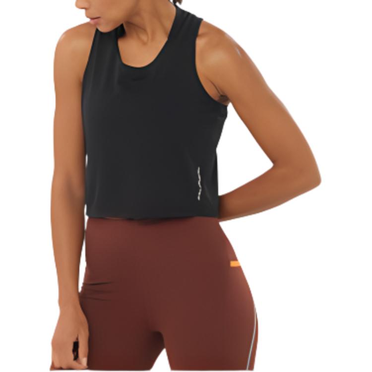 Salomon Solid Color Breathable Running Vest Women tops Black LC2190800