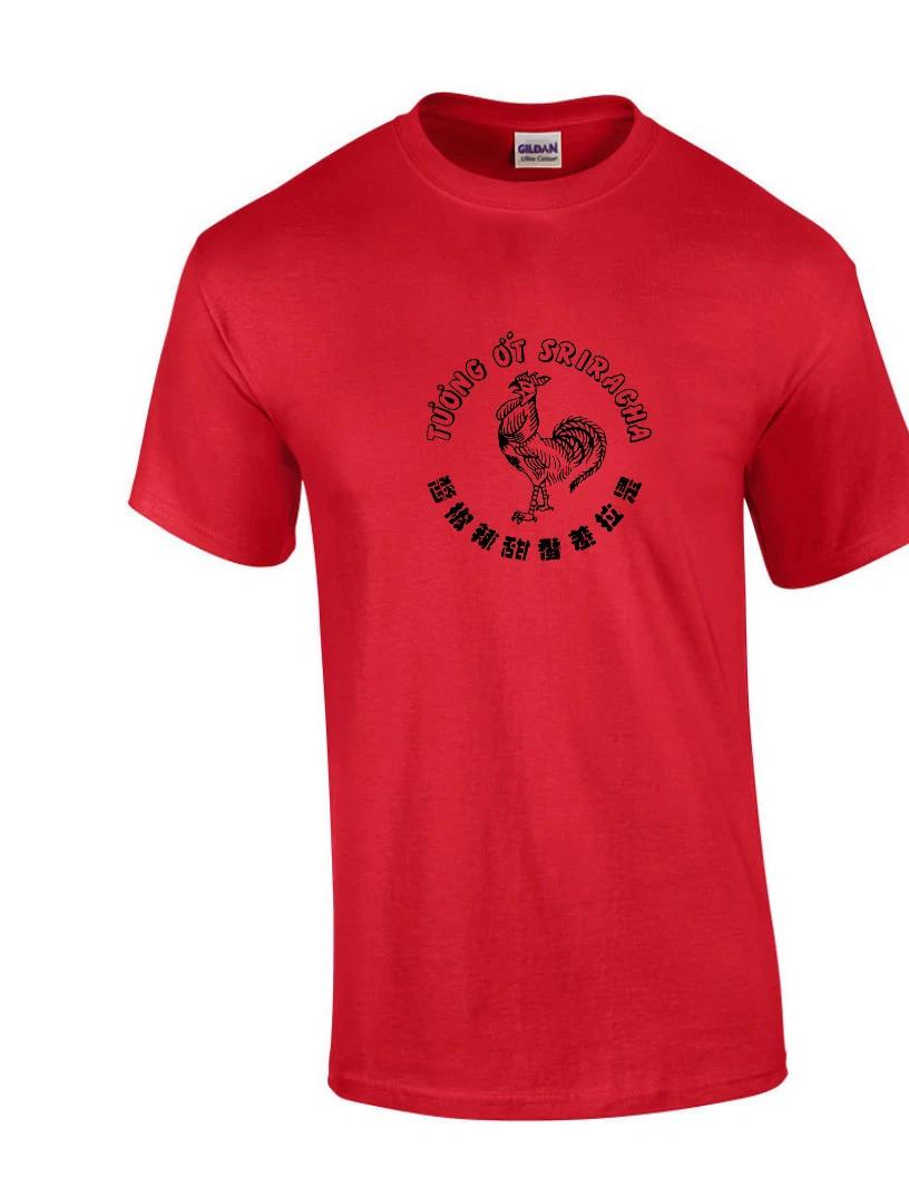 Siracha Logo T-Shirt Asian Pho Hot Rooster Sauce Red Black Tee Shirt S-5XL 2XL