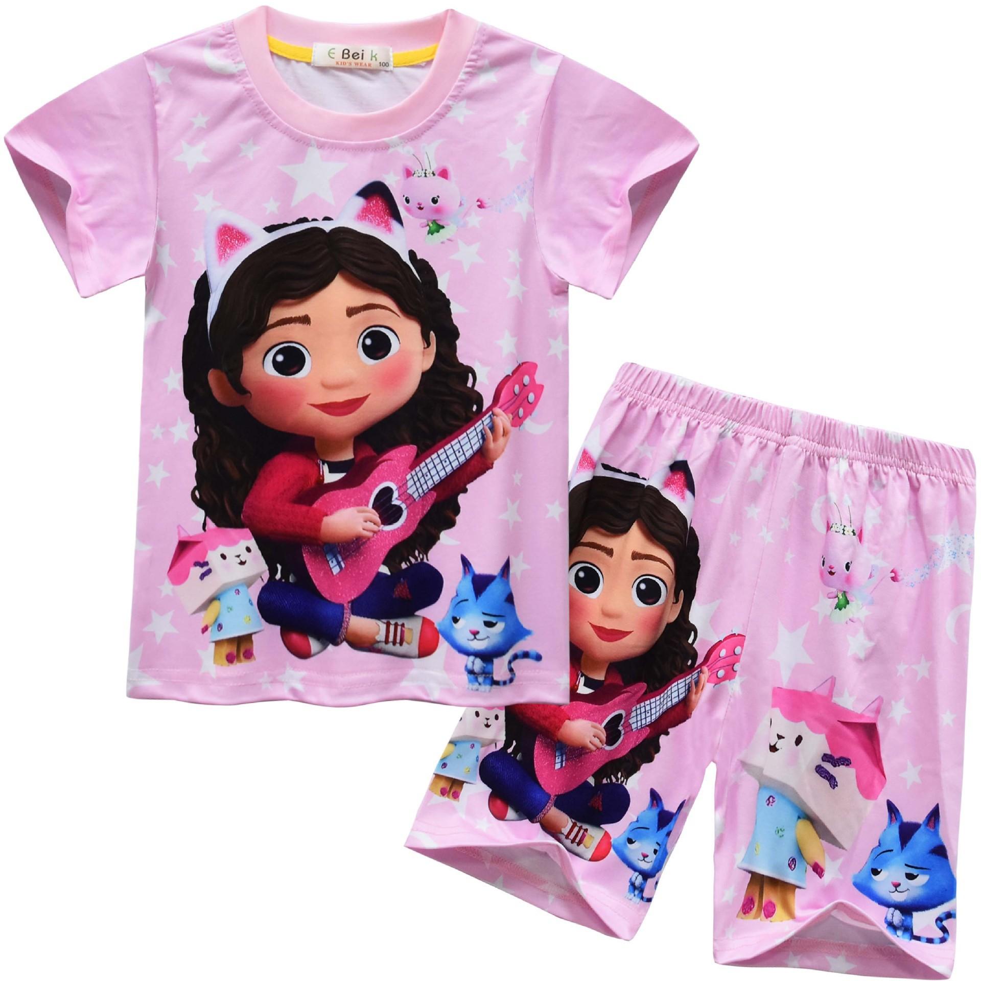 Children S Short-Sleeved, Cartoon Digital Printing Set, Children S Short-Sleeved Loungewear Set 91133 110