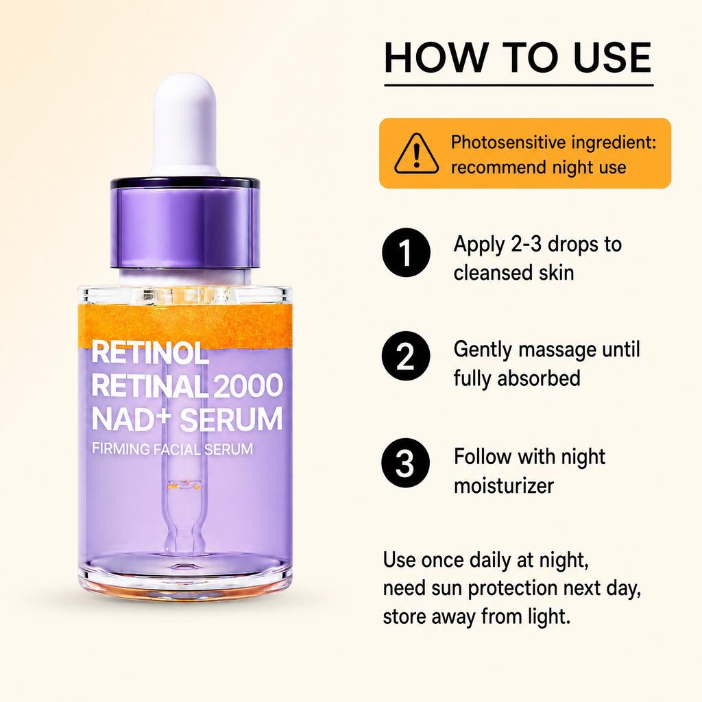 Retinol Retinal NAD+ Facial Serum, Firming Hydrating Face Essence