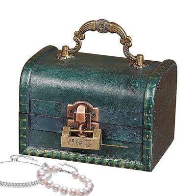 Vintage šperkovnice Retro zelené dekorativní nádoby na šperky se zámkem 11,5 x 8 cm / 4,5 x 3,1 palce Antikní úložiště na drobnosti