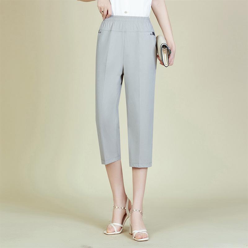 

Mom s Summer Solid Color Nine-Point Loose Straight-Leg Pants for Mid-Aged & Elderly Women XL (95-115 lbs)