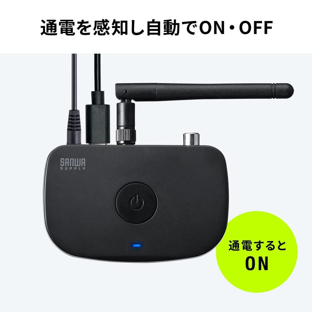 Sanwa Direct Bluetooth Transmitter for LL Connection To 2 Devices USB Power Optical Digital TVs, apt-X Simultaneously, Supply, Output, 400-BTAD011