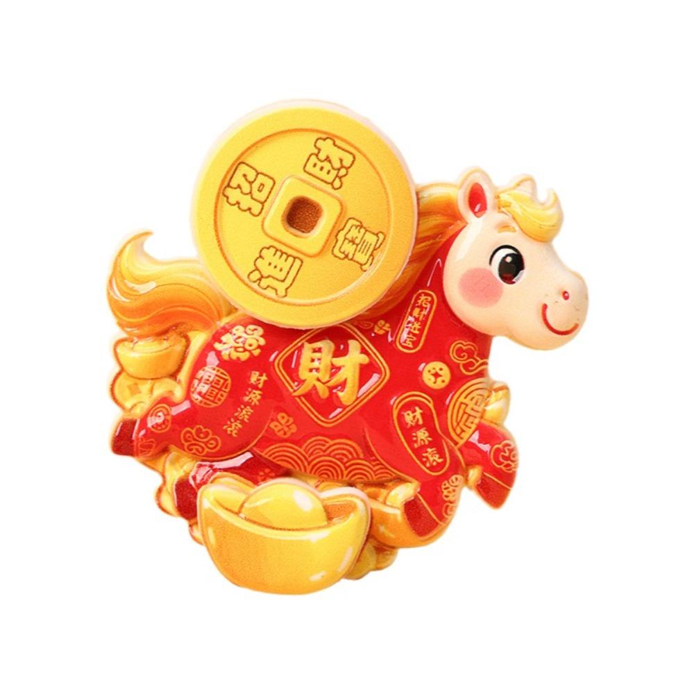 3D Rotating Refrigerator Magnets Cartoon Traditional New Year Magnetic Sticker Handmade God of Wealth Lucky Magnetic Sticker