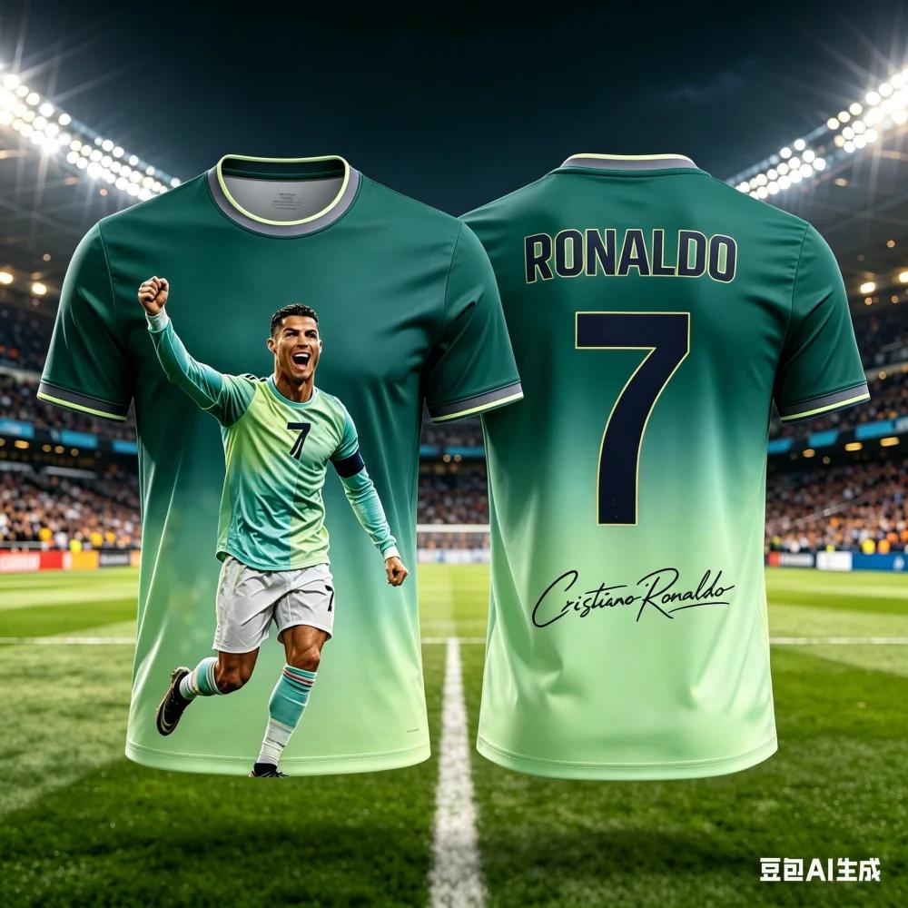 All Season Kids & Adults Ronaldo #7 Fan Football Jersey Polyester Breathable Comfortable Sports World Cup Top