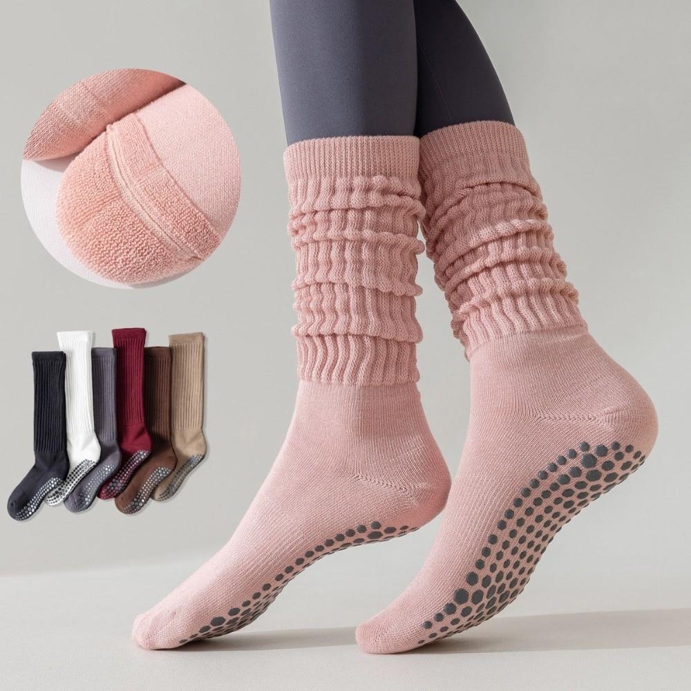 Solid Color Pilates Socks Silicone Terry Non-slip Socks New Ankle Socks  Women