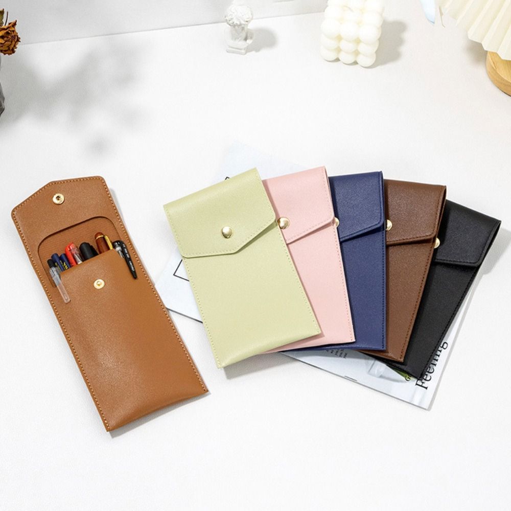PU Leather Pen Protective Cover Portable Eyeglass Bags Simple Pencil Bag Pen Cover  Data Cable