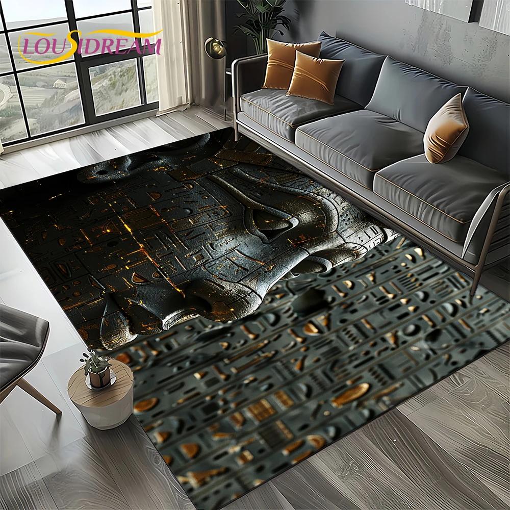 3D Retro Ancient Egypt Death Anubis Pharaoh Horus Mythology Carpet Rug for Living Room Bedroom Home Sofa,Kids Non-slip Floor Mat