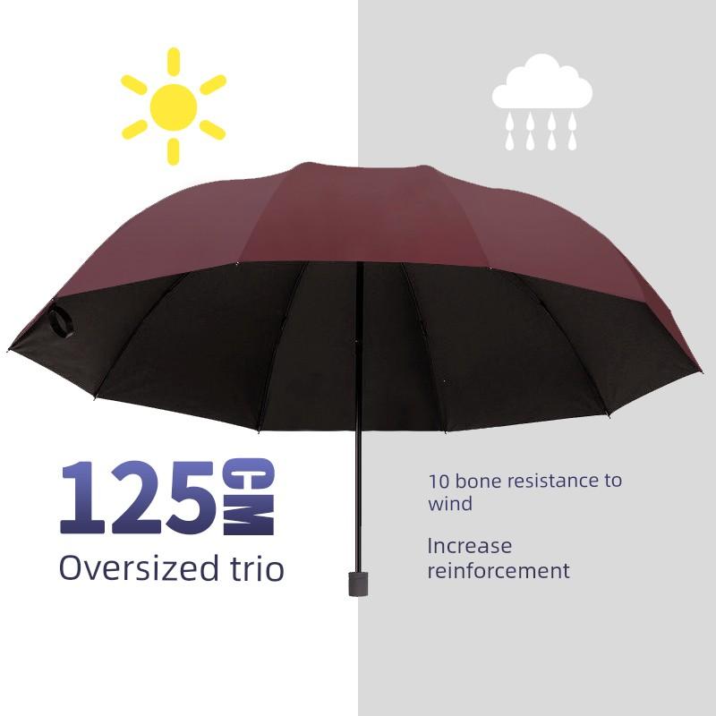 Large Umbrella for Men, Reinforced and Thickened, Sturdy and Wind-Resistant, Dual-Use for Sun and Rain, Foldable Black-Coated Sun Protection Umbrella
