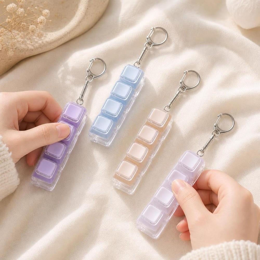 Taschenanhänger Tastatur Fidget Schlüsselanhänger 4 Tasten Knopf Fidget Clicker Spielzeug Tastenkappe Schlüsselanhänger Geschenke