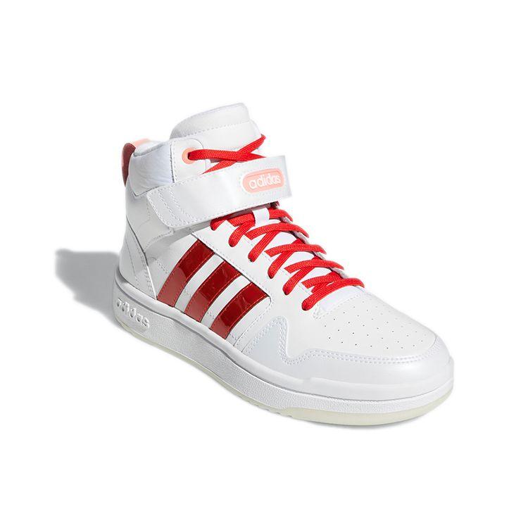 Adidas Neo Postmove Mid Comfortable Durable High-Top Skate Shoes Women Sneakers White Red GZ3799