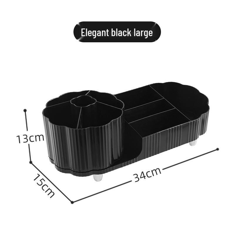 Rotating Cosmetic Organizer: Large Capacity Desk Storage & Lipstick Holder with Brush Compartments.