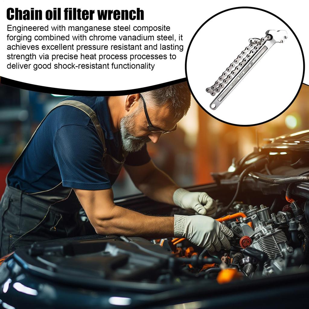 Chain Wrench Tool Steel Oil Filter Wrench Pliers 16-Inch Remover Tool Adjustable Automotive Repairing Accessories For Home