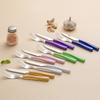 12pcs Silver Stainless Steel Cutlery Set Western Creative Dessert Cake Fruit Fork Spoon PP Anti-slip Handle Mirror Tableware Set