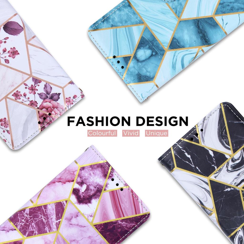 Apple 17Pro/16E Marble Patchwork Leather Case with Card Slot for iPhone Air