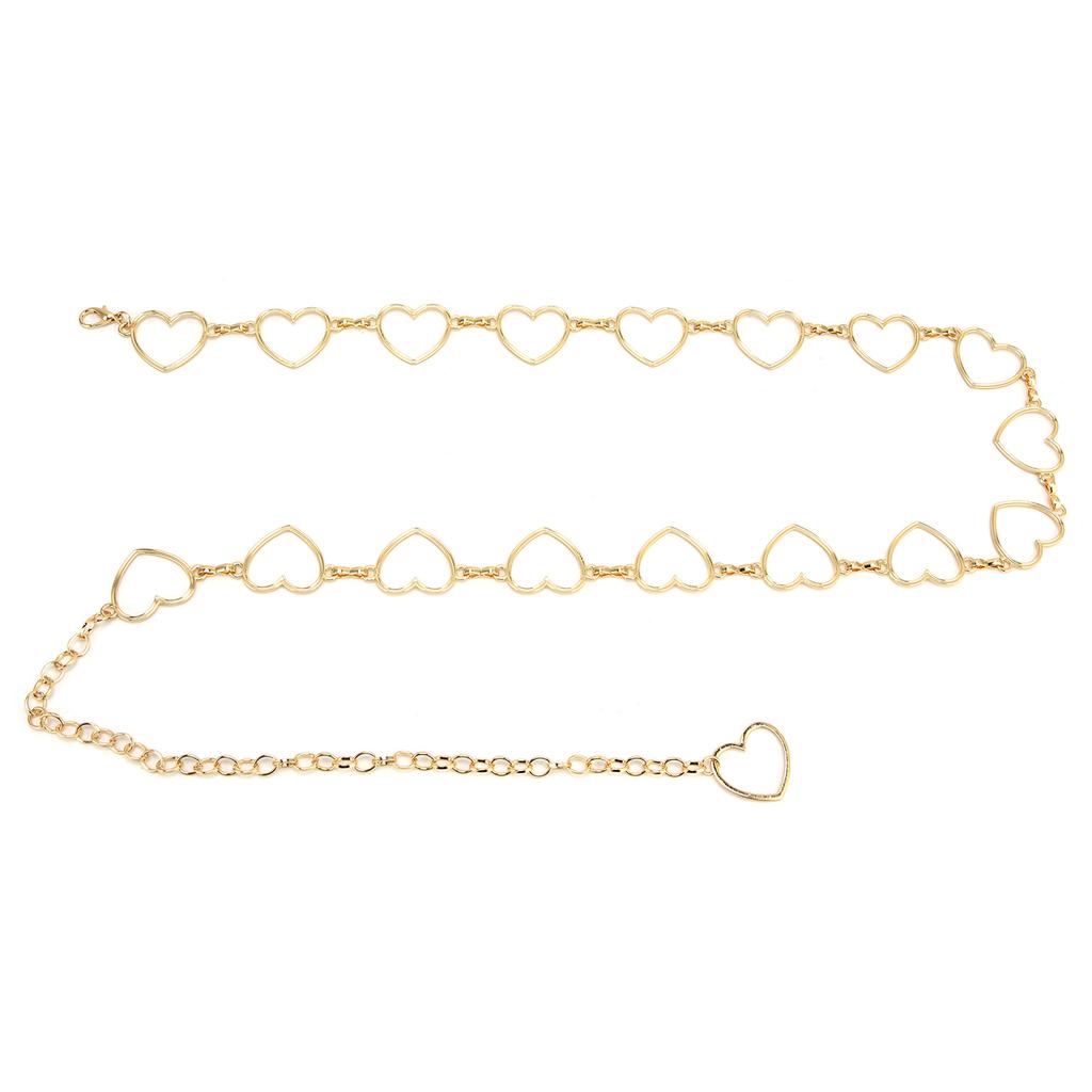Waist Chain Belt Metal Shiny Rhinestones Golden Love No Allergies All Match Gold Chain Belt for Shorts Suits Shirts