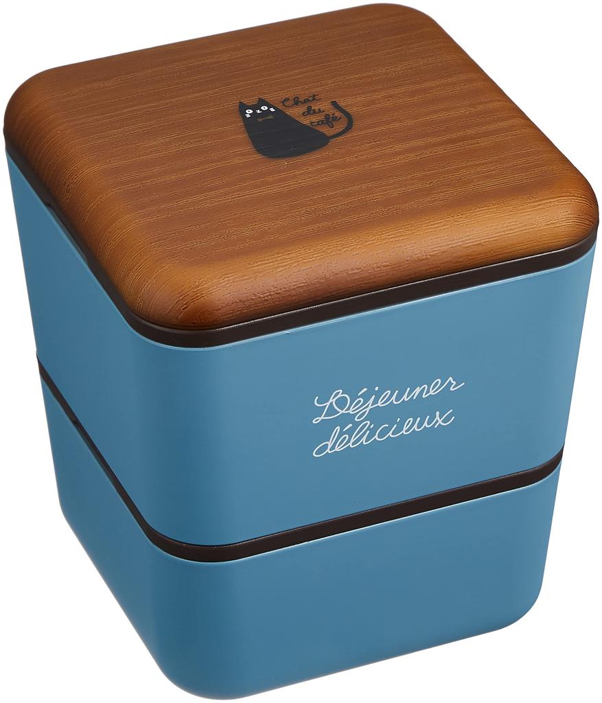 chat du Square Nest Lunch Wood Grain x Blue Two Tier Type Lower Upper 4627174 café Tier/240, Tier/360ml