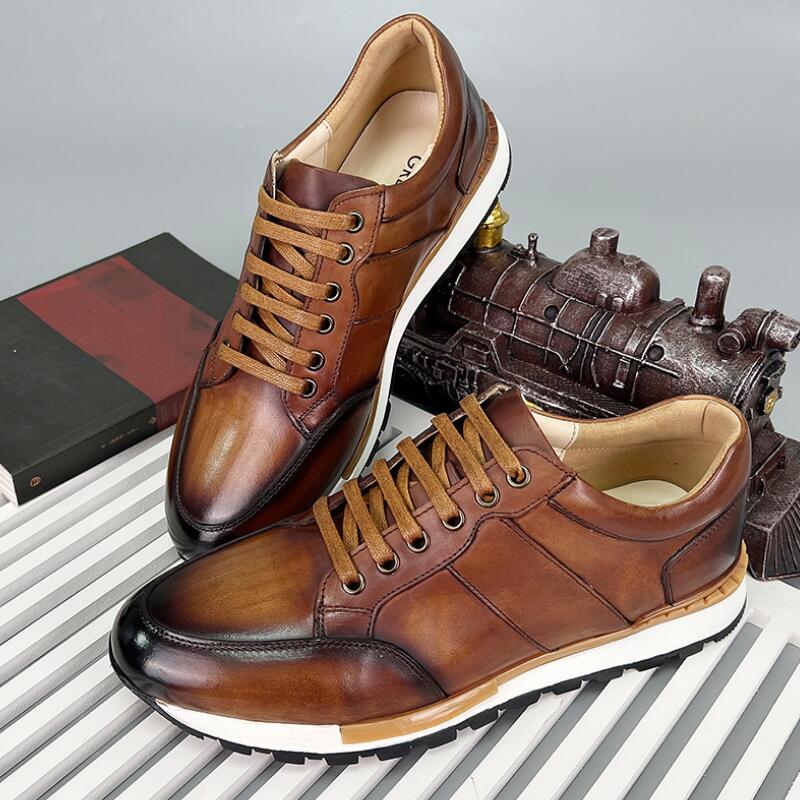 Fashion New Handcrafted sports leather top layer cowhide fashion lace-up polished color business casual shoes Zapatos Hombre  a31