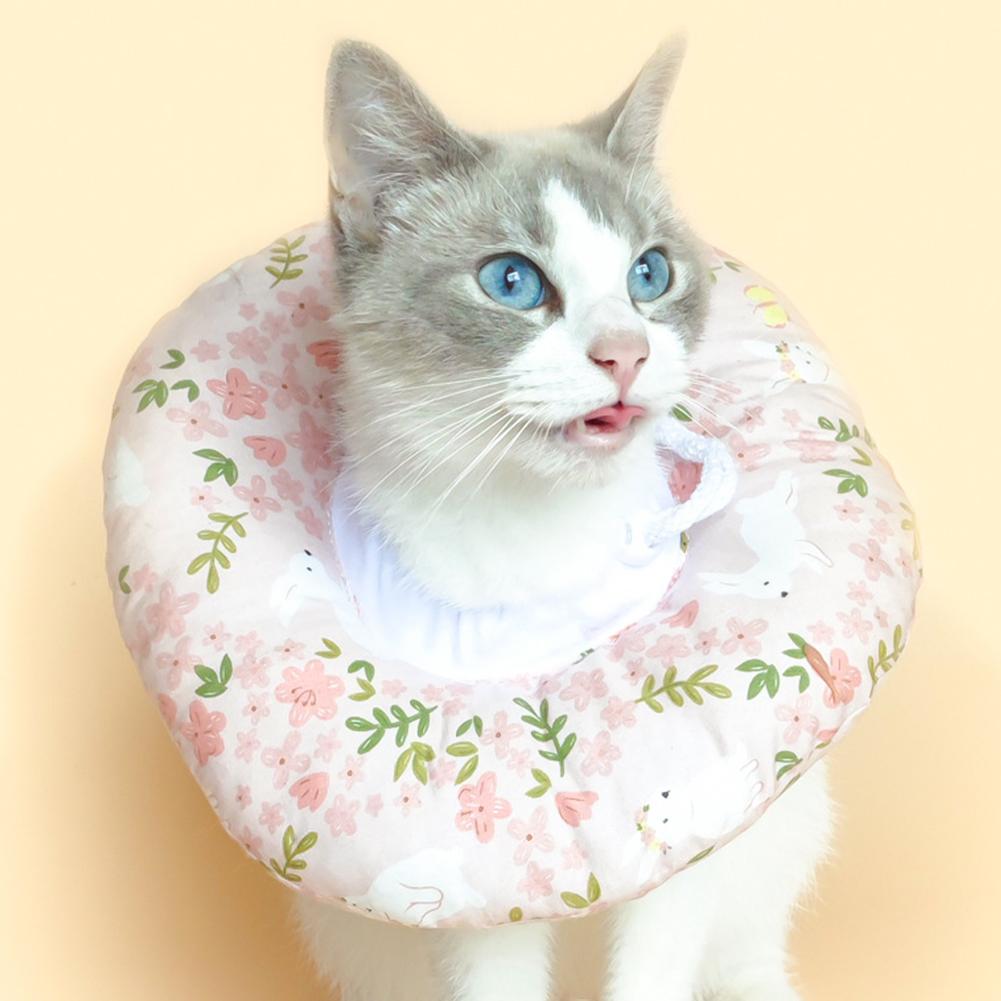 Haustier Katze E-Kragen Erholungskegel Schutz Elizabeth-Kragen Verstellbarer Baumwollmischkragen Bedruckter Elizabeth-Kreis für Katze