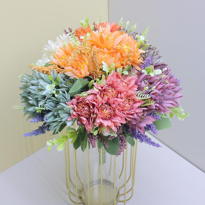Silk Callistephus Chinensis Floral Bundle For Home Decor Wedding Styling Venue