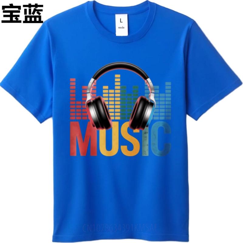 Comfortable Unisex Crew Neck Tshirt Black Music Equalizer Headphones Colorful Design Comfort Unisex Tee Shirt Soft Cotton Tee