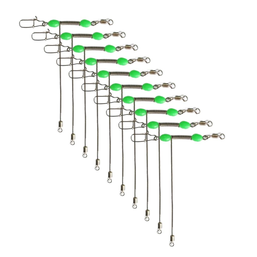 Pack of 10pcs Stainless Steel T Shape Swivels Luminous Bead Enhanced 3 Way Cross Line Swivel Snaps Set For Anglers