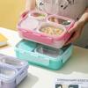 Leak-Proof Stainless Steel Square Lunch Box with Four Compartments: Portable, Multi-Functional, Ideal for Work or School, Customizable Logo