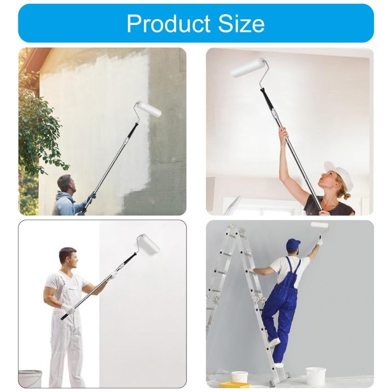 Adjustable Stainless Steel Paint Roller Set Long Household Wall Painting Tool Extendable Roller Poles Easy to Use