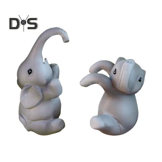 

1 пара фигурок слонов из смолы, подвесная статуэтка слона на край цветочного горшка, украшение в виде слона для домашнего офиса, горшечные растения бонсай 1 Pair