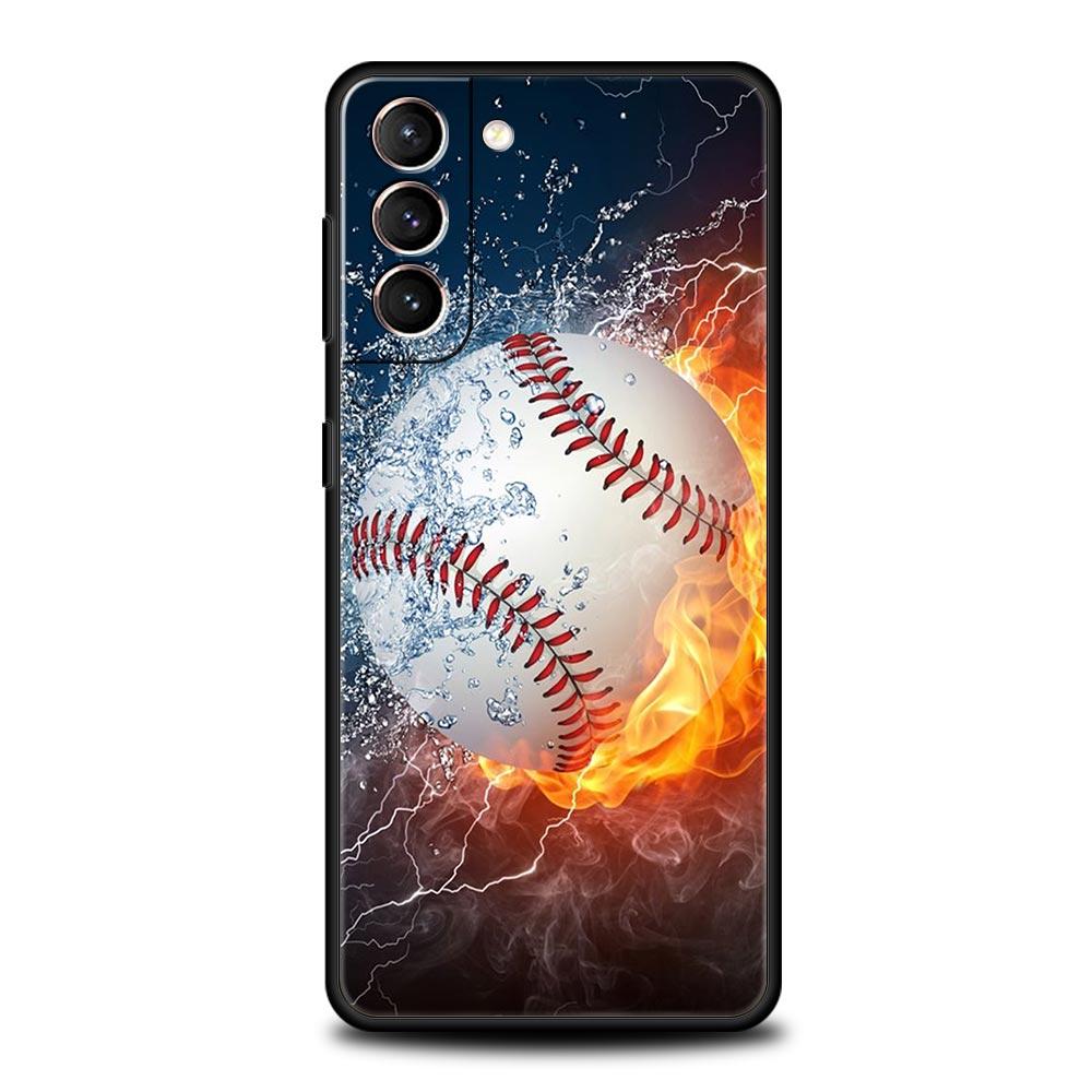 Soft TPU Phone Case For Samsung Galaxy S25 S24 S23 S22 S21 Ultra S20 FE 5G S10 S10E Plus Baseball Black Cover