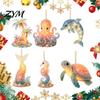 Adornos Navideños Duraderos para Recuerdos de Vacaciones, Temática Oceánica, Decoración Colgante Acrílica Plana 2D con Diseños Especiales de Animales Marinos, Decoraciones para el Árbol