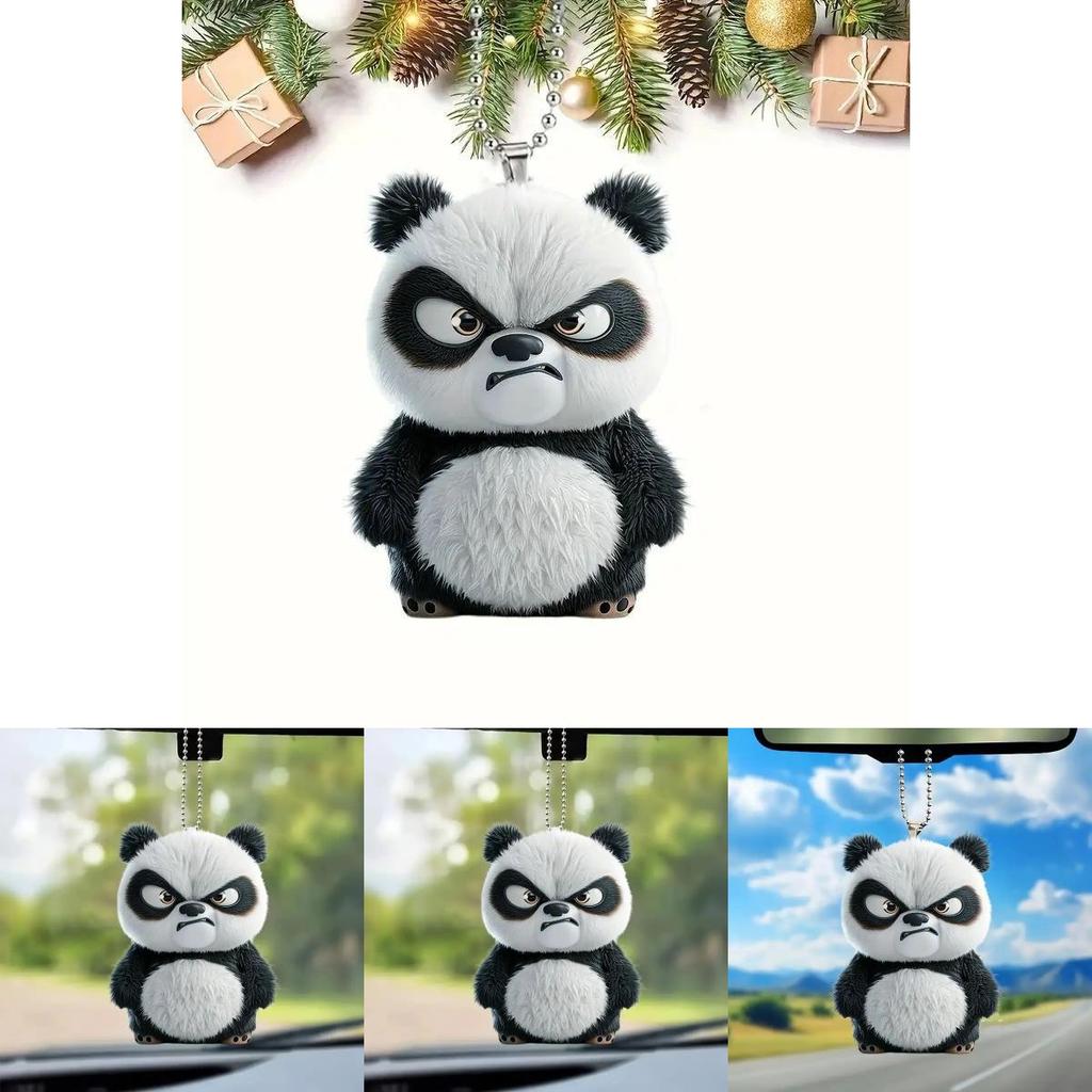 Panda Car Interior Decor Acrylic Car Mirror Ornament For Automotive Decoration And Gift